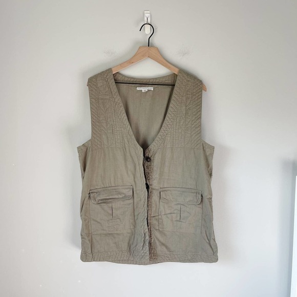 Tibetan Trader Women's 100% Cotton Olive Green Embroidered Vest Size Medium M - Picture 2 of 4